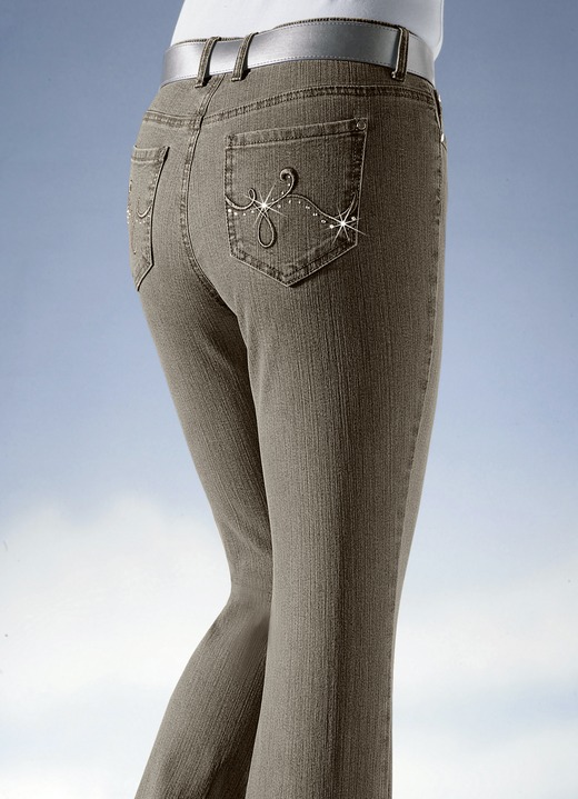 - Jeans mit funkelnden Strasssteinen, in Größe 018 bis 088, in Farbe TAUPE
