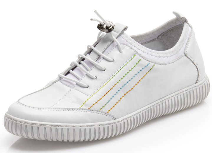 Slipper & Schnürschuhe - Gemini Sneaker mit elastischem Textilmaterial, in Größe 037 bis 042, in Farbe WEISS Ansicht 1