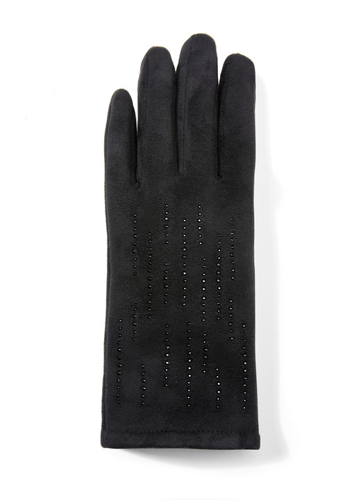 Handschuhe - Handschuh mit edel funkelnden Glitzer-Applikationen, in Farbe SCHWARZ Ansicht 1