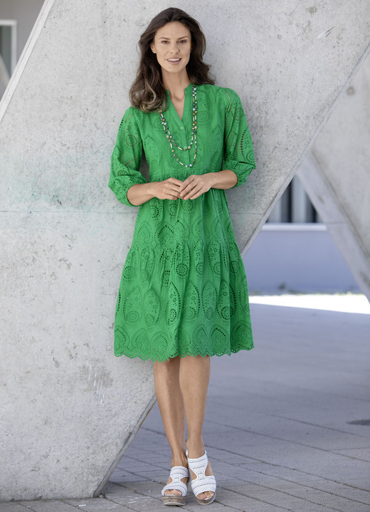 Sommerkleider - Kleid aus reiner Baumwolle, in Größe 038 bis 052, in Farbe GRÜN