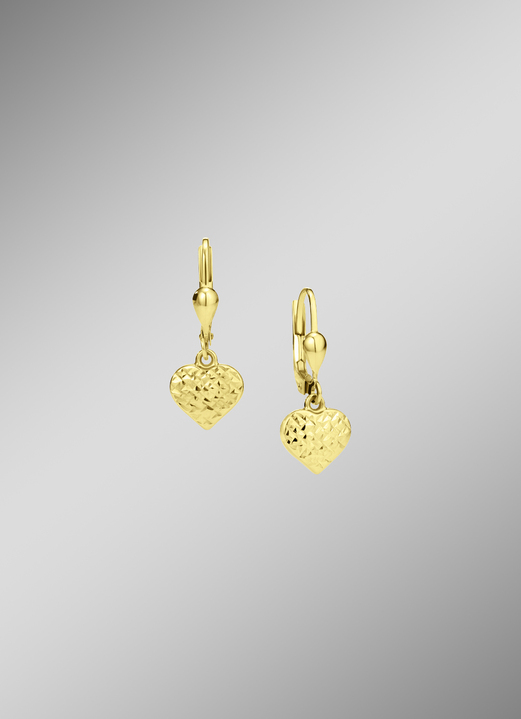 Ohrschmuck - Diamantierte Herz-Ohrringe aus Gold 585/- fein, in Farbe  Ansicht 1