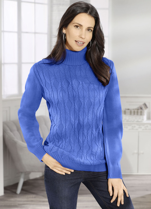 Basics - Pullover mit Strukturdessin, in Größe L(44/46) bis XXL(52/54), in Farbe MITTELBLAU Ansicht 1