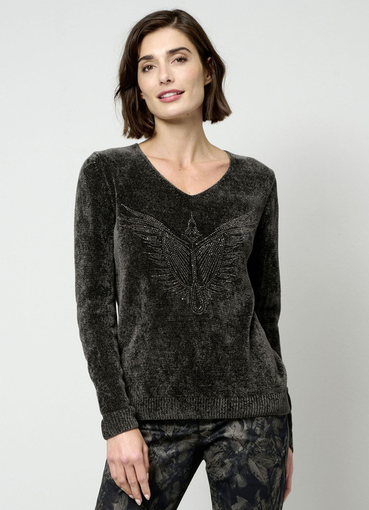 Basics - Pullover aus Chenillegarn, in Größe 038 bis 052, in Farbe OLIV Ansicht 1